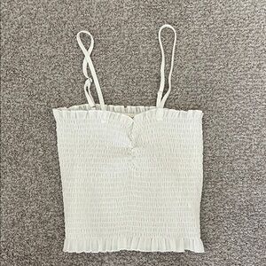 Elegant White Smocked Women's Top